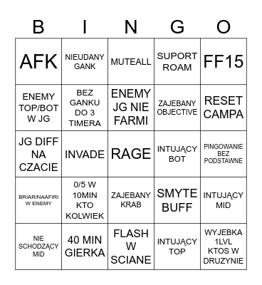 LOL TAKASHII Bingo Card