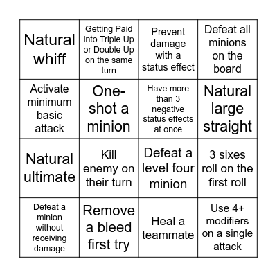 DTA Bingo Card