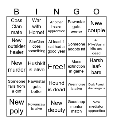 GalaxyClan Y31 Bingo Card
