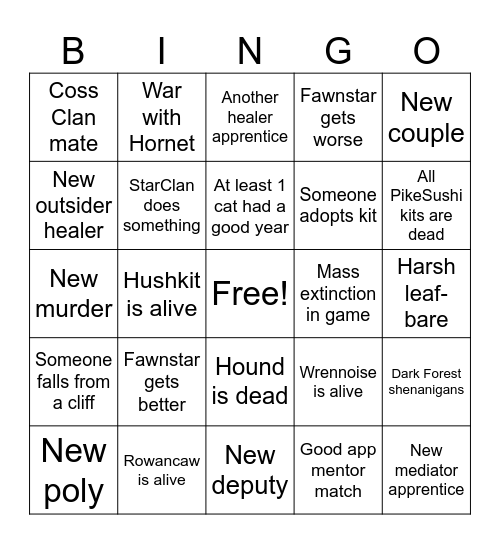 GalaxyClan Y31 Bingo Card