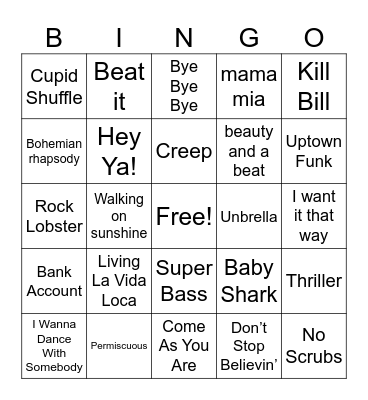 Music Bingo Card