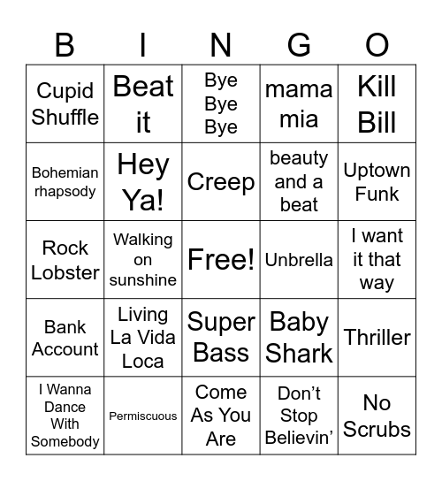 Music Bingo Card
