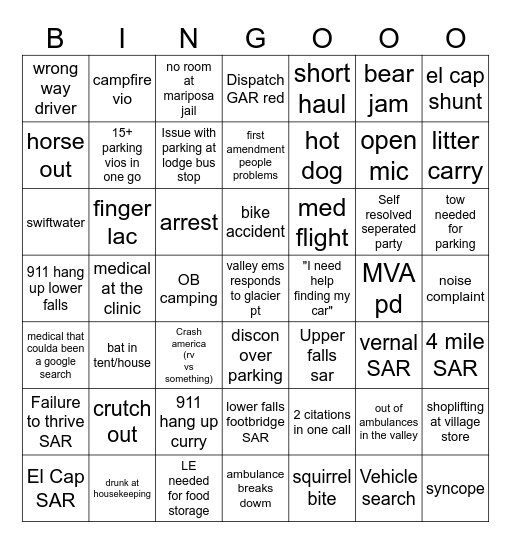 26 VRP Memorial Weekend Bingo Card