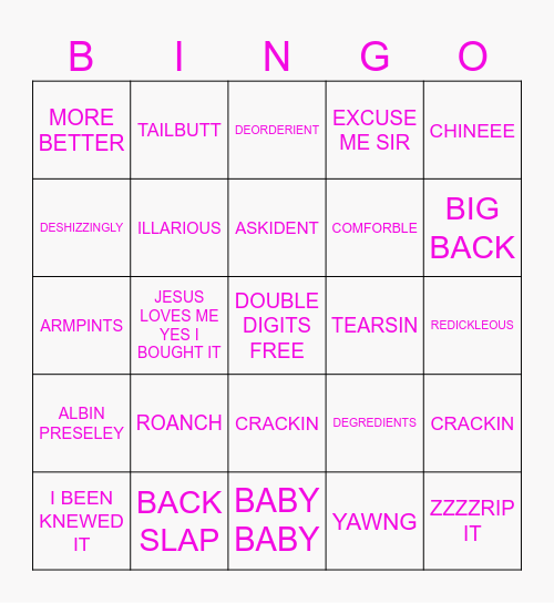 MAYLEAH'S LINGO BINGO Card