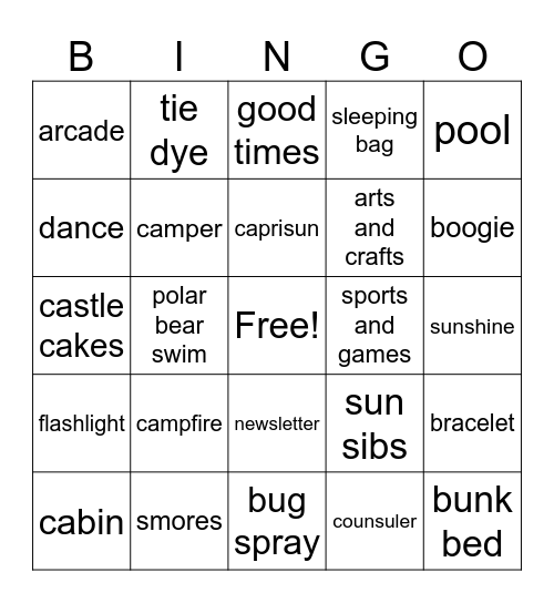 CAMP BINGO Card