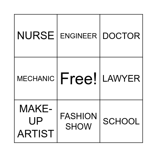 JOBS BINGO Card