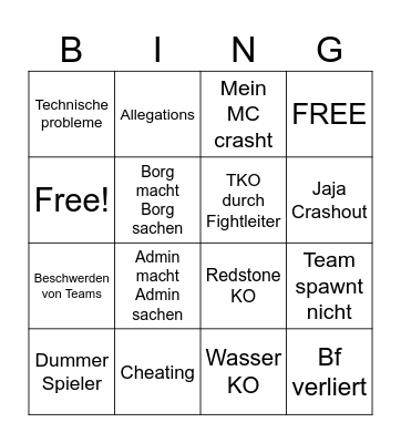 WGS Bingo Card