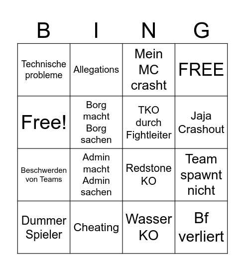 WGS Bingo Card