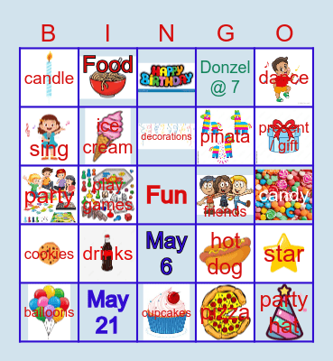 Donzel & David's Birthday Bingo Card