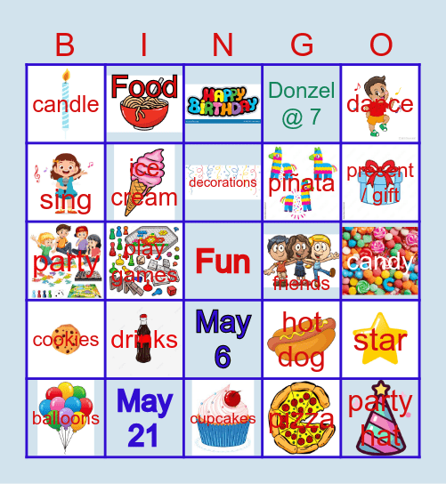Donzel & David's Birthday Bingo Card