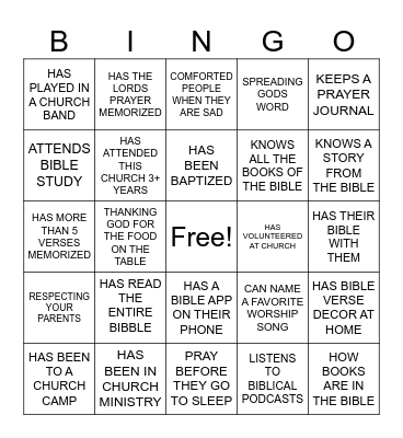 FELLOWSHIP BINGO Card
