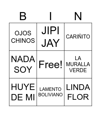 CANTA Y GANA Bingo Card