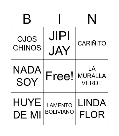 CANTA Y GANA Bingo Card