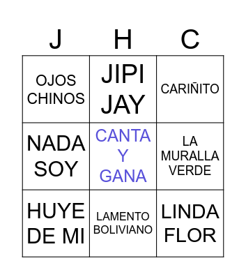 CANTA Y GANA Bingo Card