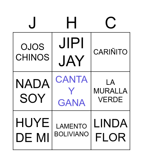 CANTA Y GANA Bingo Card