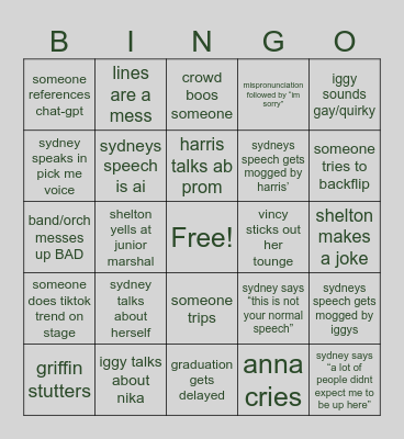 sickles graduation bingo ! Bingo Card