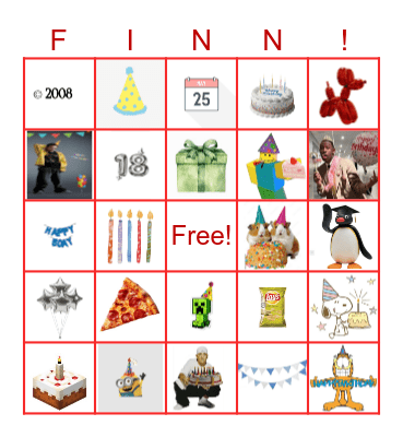 Bday Bingo Card