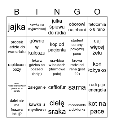 bingo ambulansowe Bingo Card