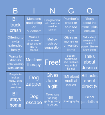 Columbia weekend Bingo Card