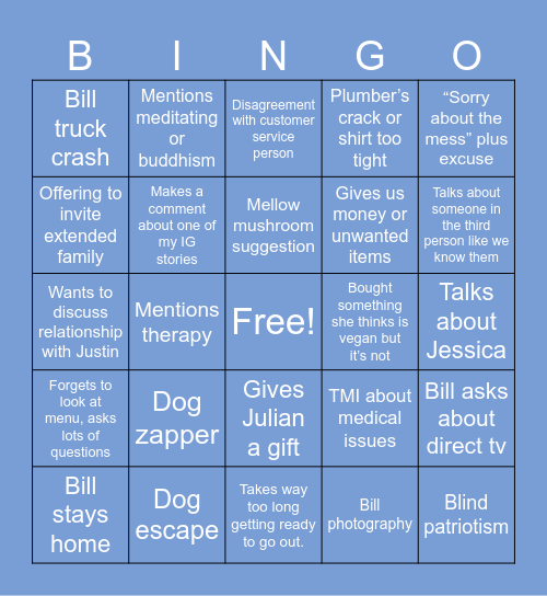 Columbia weekend Bingo Card