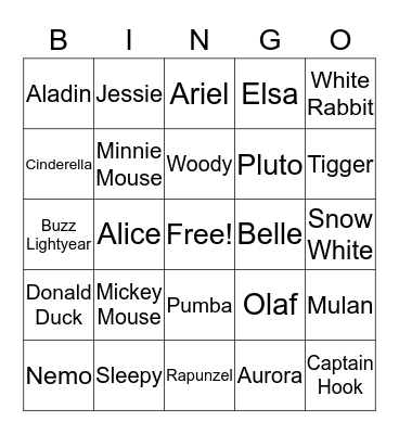 Disney Bingo Card