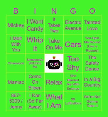 5.27.26 80s One Hit Wonders Bingo Card