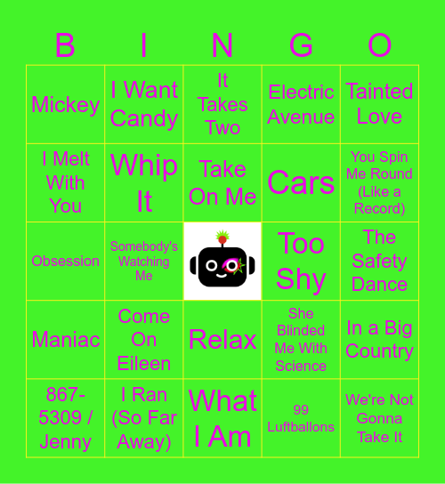 80s One Hit Wonders Bingo Card