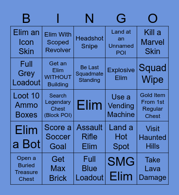 Fortnite Bingo #3 Bingo Card