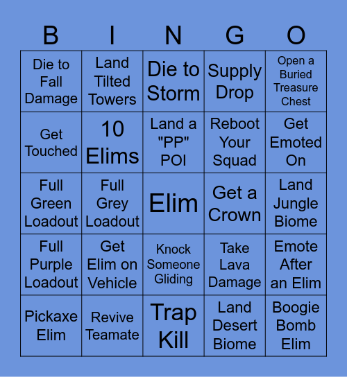 Fortnite Bingo #2 Bingo Card