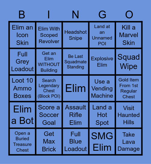 Fortnite Bingo (OG) Bingo Card