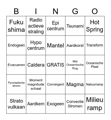 Natuurrampen Bingo Card