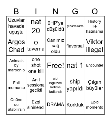 Campaign 3 Bingo Card