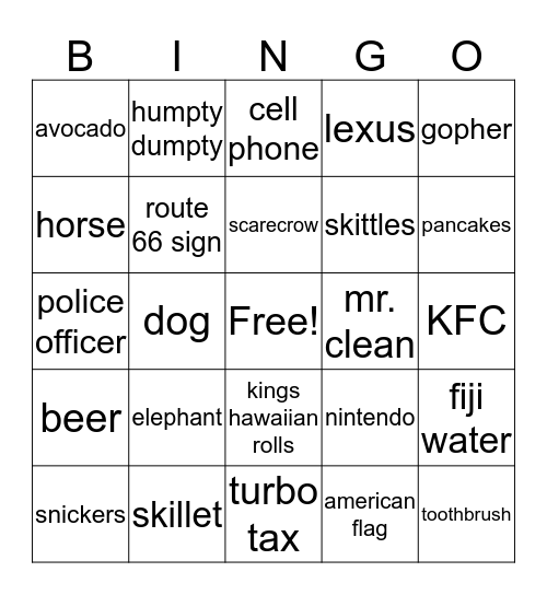 Super Bowl 2017 Bingo Card