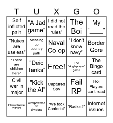 Tuxgo Bingo Card