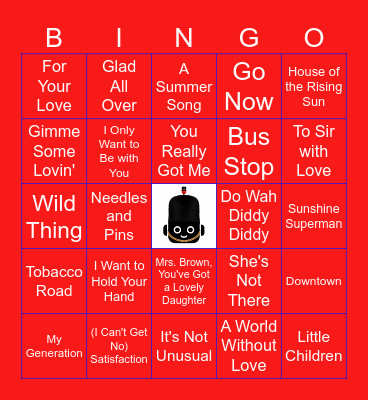 British Invasion Bingo Card