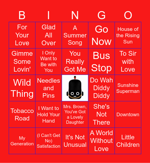 British Invasion Bingo Card