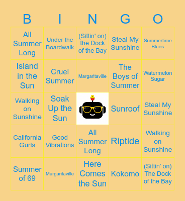 Just Beachy! Bingo Card