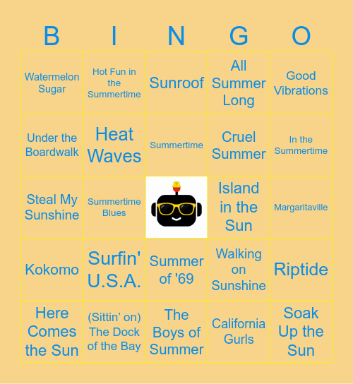 Just Beachy! Bingo Card