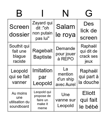 Bingo du voc Bingo Card