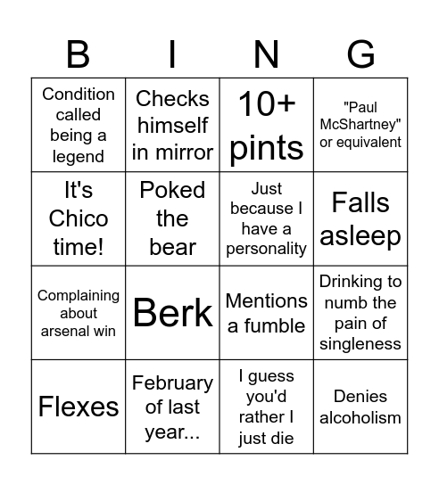 Chico Bingo Card
