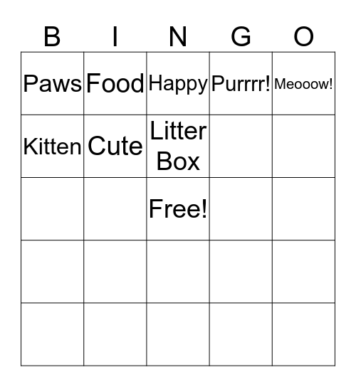 Kittens Bingo Card