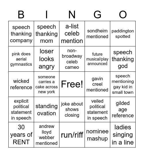 Tony's Bingo!!! :) Bingo Card