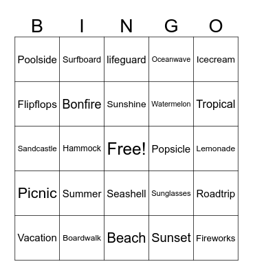 Summer Bingo!! Bingo Card