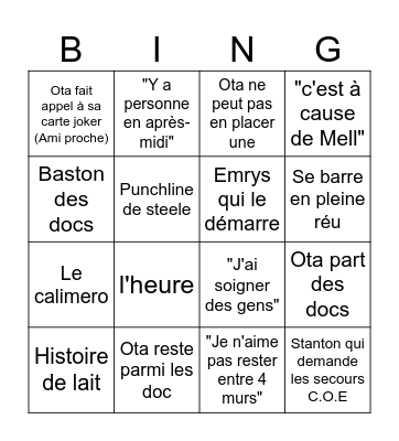La réunion maudite Bingo Card