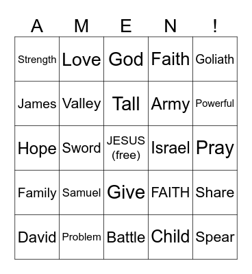 IN THE NAME OF THE LORD ALMIGHTY Bingo Card