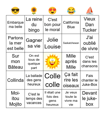 🎶🎶🎶 Les vacances 🎶🎶🎶 Bingo Card
