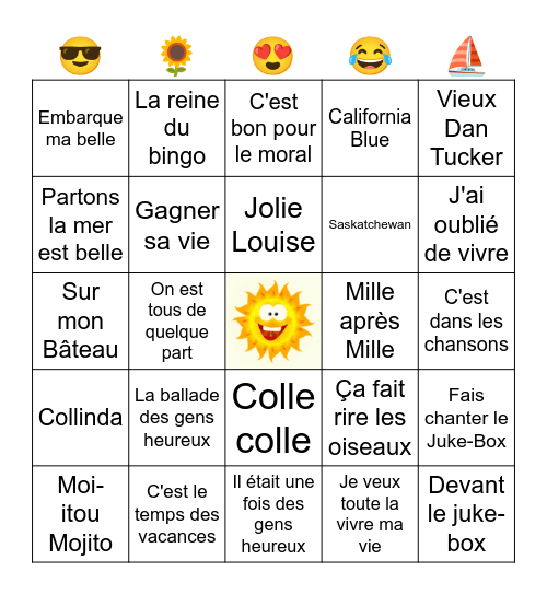 🎶🎶🎶 Les vacances 🎶🎶🎶 Bingo Card