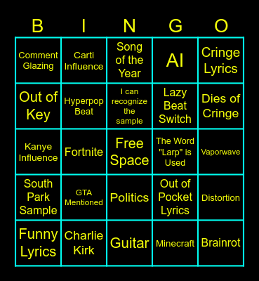 EXPIREMENTAL RAP BINGO Card