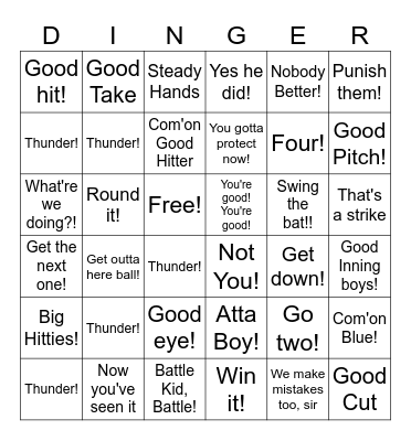 Dinger! Bingo Card