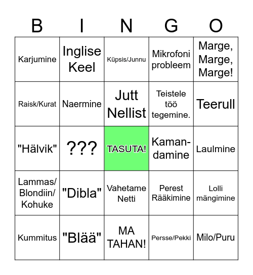 Maarika Bingo Card